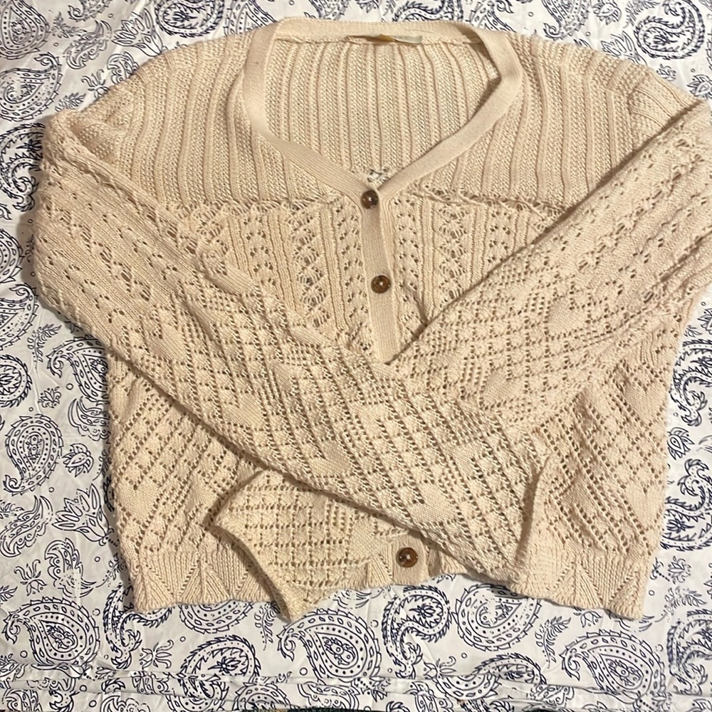 DOWN EAST heart cardigan button up, small!